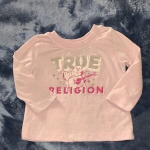True Religion Light Pink Graphic Long Sleeve Kids Shirt
